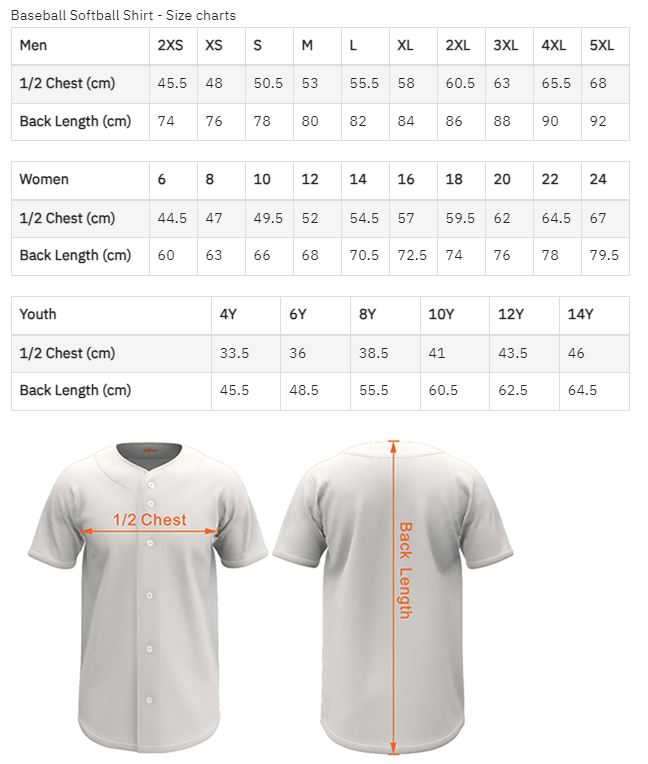 Jersey Sizing Chart